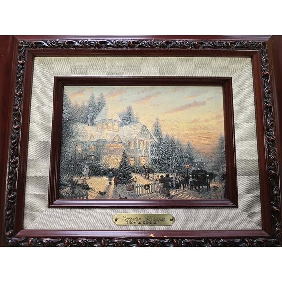Thomas Kinkade Victorian Christmas -- 5 x 7" Brushwork (Brandy Frame) 2003 - Picture 2 of 10